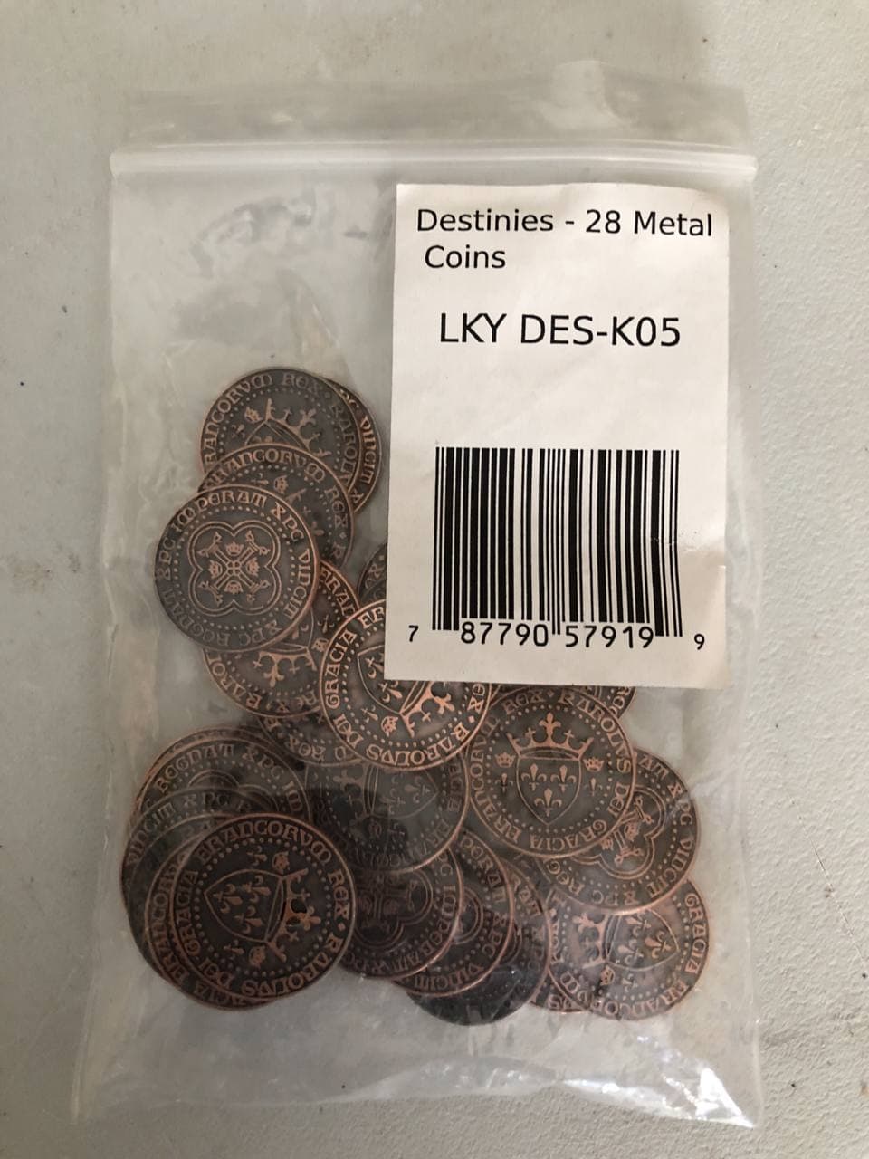 Monedas metalicas para juego Destinies