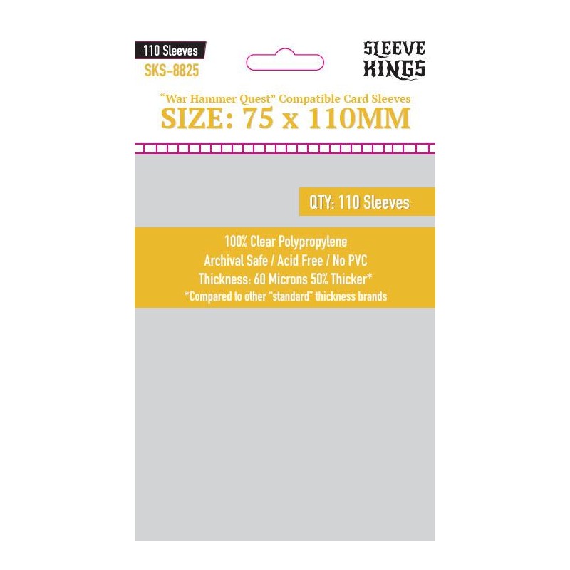 [8825] SLEEVE KINGS WAR HAMMER QUEST COMPATIBLE SLEEVES (75X110MM)