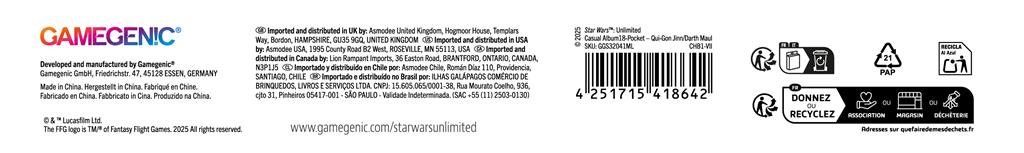 SW: Unlimited 18-Pocket Album Set 5 Qui-Gon/Maul - Imagen 5